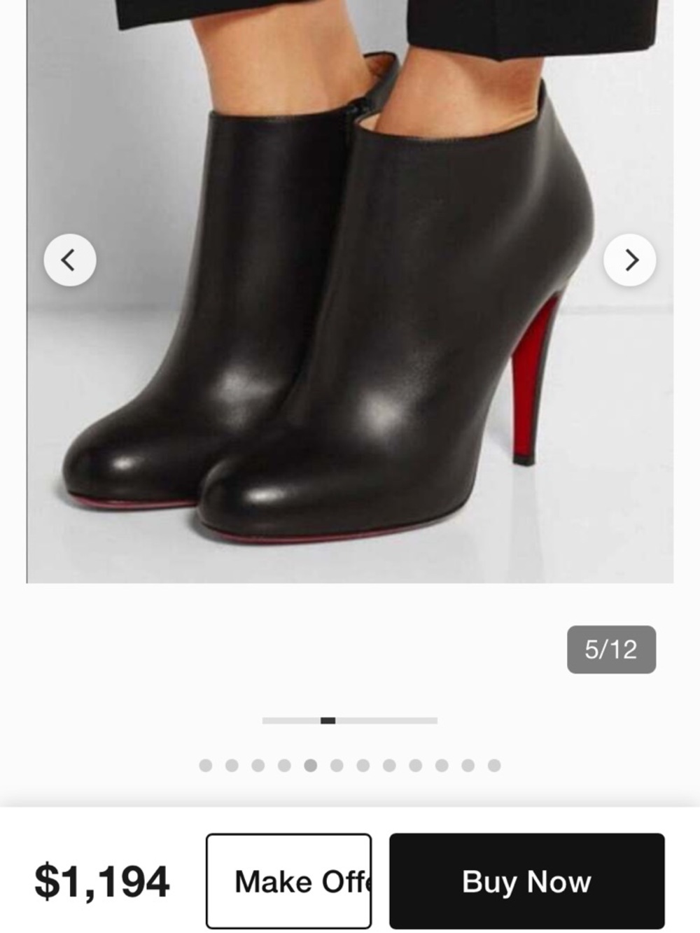 Christian Louboutin Black Leather Ankle Booties with Red Sole